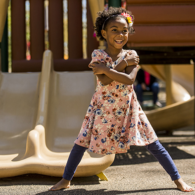 Playground girl smiling